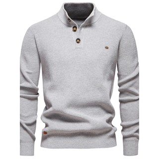2026 outono inverno novo estilo gola alta pulôver camisola masculina Street Wear puro algodão malhas high-End meia gola 