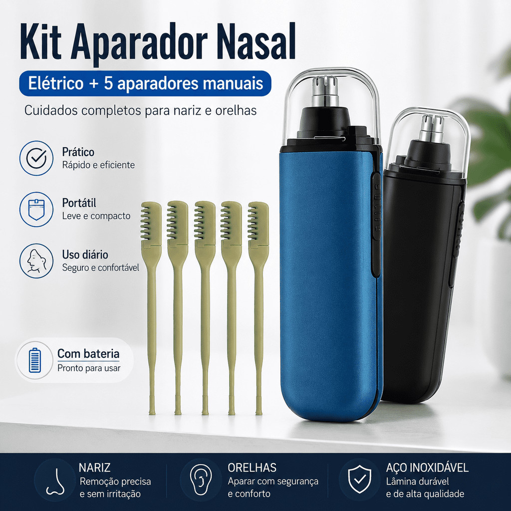 Aparador de Pelos 3 em 1 Elétrico Recaarregável Portátil Para Nariz Orelha Rosto - Oferta por tempo limitado
