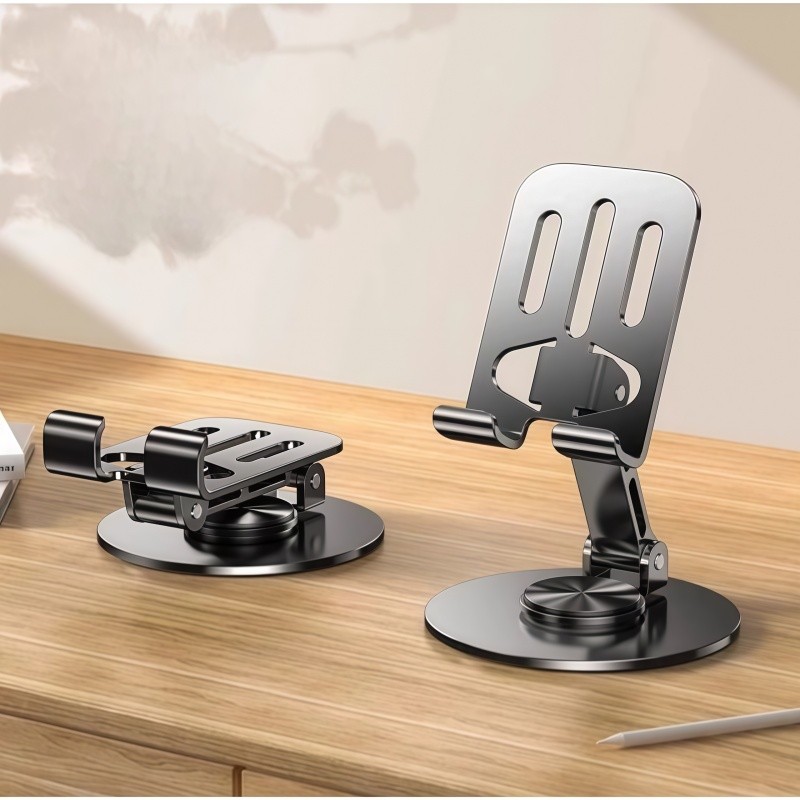 Suporte Mesa Alumínio Ajustável 360º Base Rotatória Para Celular Até 7 Polegadas