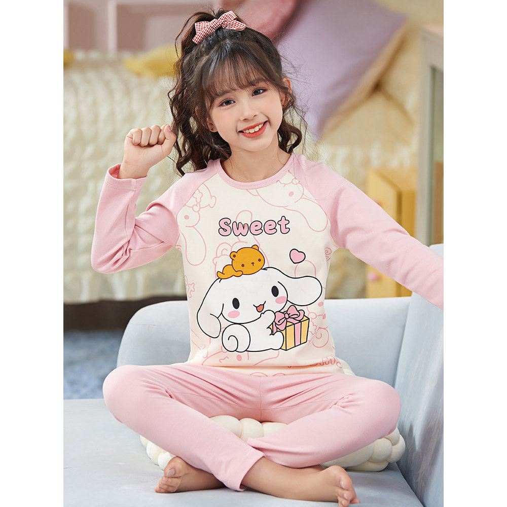 Meninas roupas de outono calças compridas primavera outono puro algodão terno térmico crianças roupa interior pijamas de