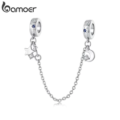 Corrente De Segurança Bamoer Moon & Star DIY Para Pulseira , Presentes Mulheres