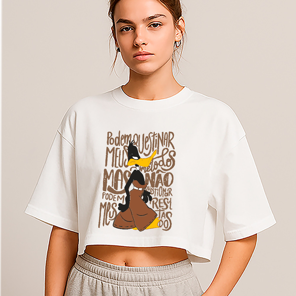 Cropped Oversized Estampado Frases Feminino Casual Streetwear Tumblr Confortável