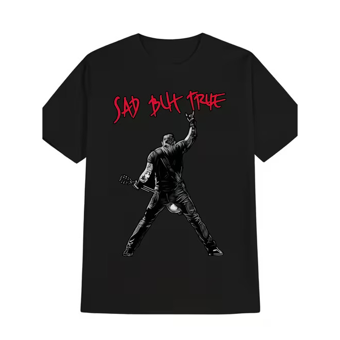 Camiseta Feminina Estampa Personagem em Ação Texto Sad But True Moderna Confortável Estilosa Moda Feminina Casual