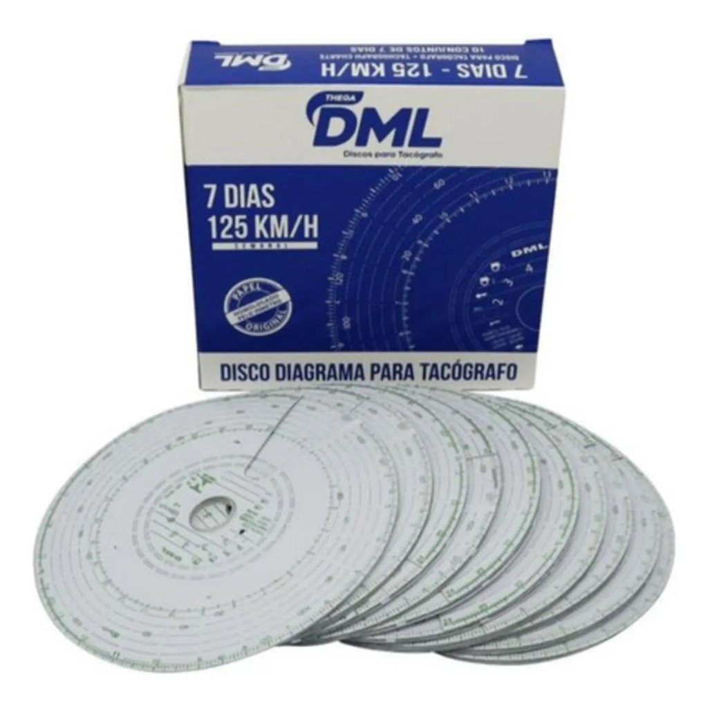Disco Tacógrafo Semanal 7 dias DML 125km/h - Caixa com 10un