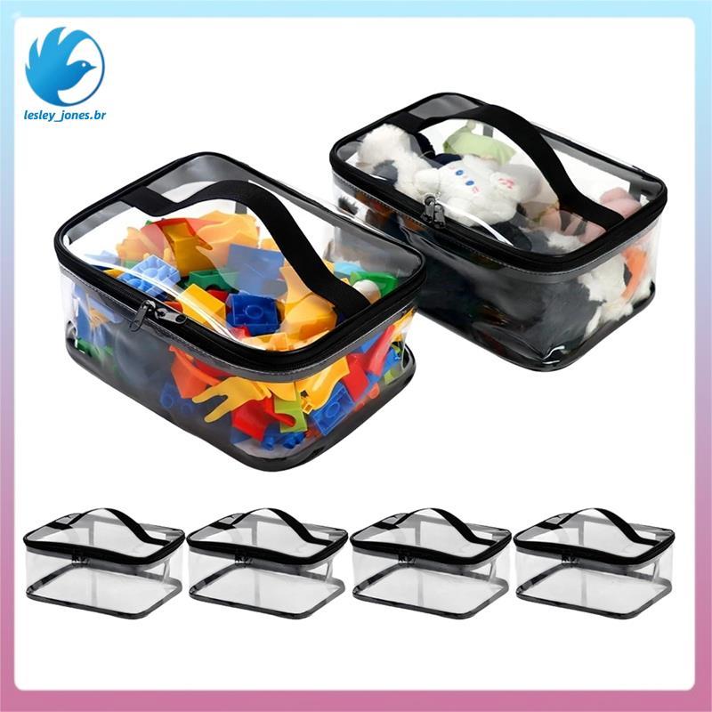 [lesley_jones.br] Sacos De Brinquedos Transparentes Com Zíper Saco Reutilizável À Prova D'água De PVC Transparente Para 