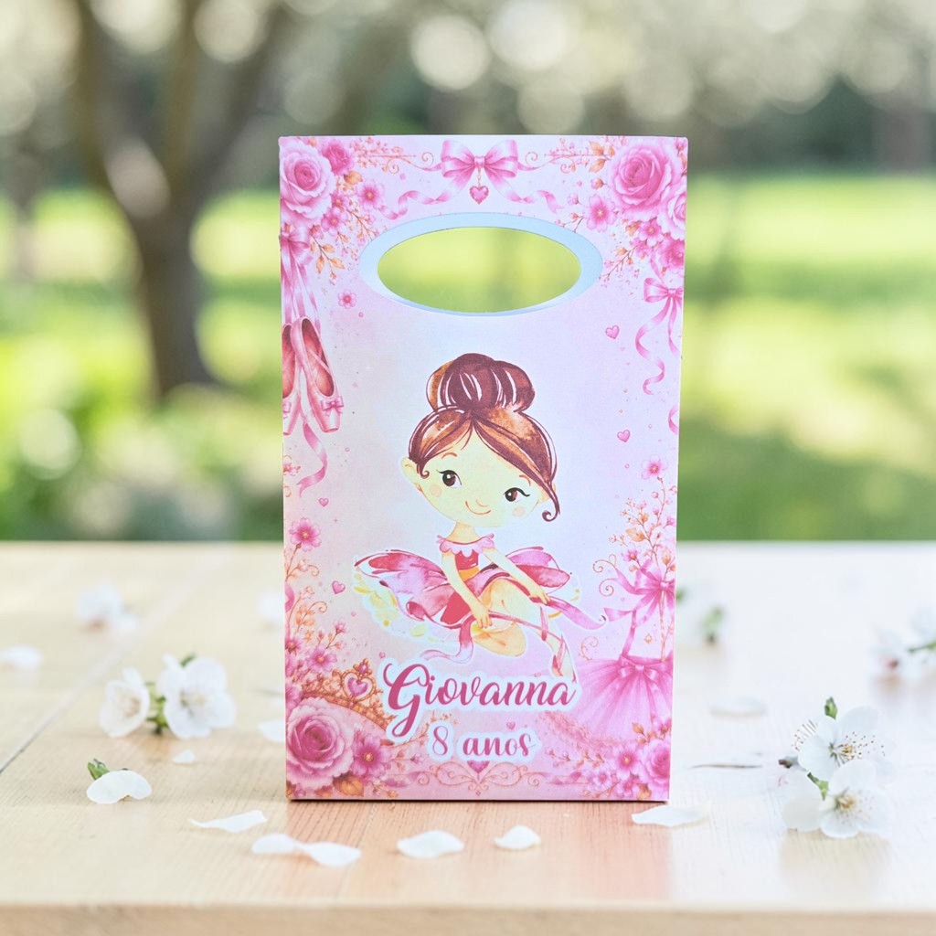 PEGUE E MONTE - Sacolinha Surpresa Personalizada BAILARINA 3 - Lembrancinha para festa