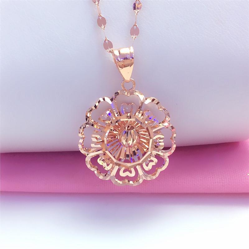 Senhoras russas roxo ouro flor pingente brilhante banhado 18k rosa ouro cor ouro moda simples elegante colar