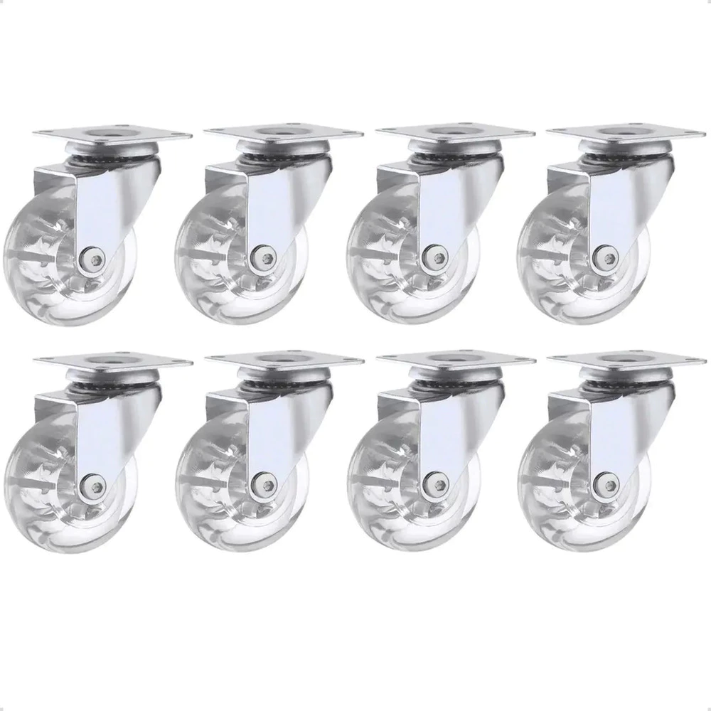 Kit 8 Rodinha Giratória Rodizio Silicone Gel 50mm Anti Risco Suporta 40kg Cada Móveis Piso Cadeira Mesa Casa Escritório