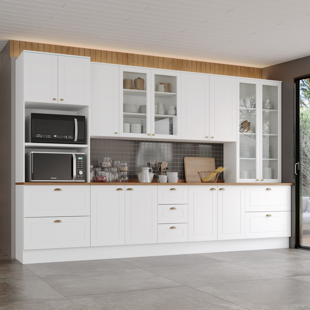 Cozinha Compacta 6 Peças Com Móludo Cristaleira Amy Casa 812