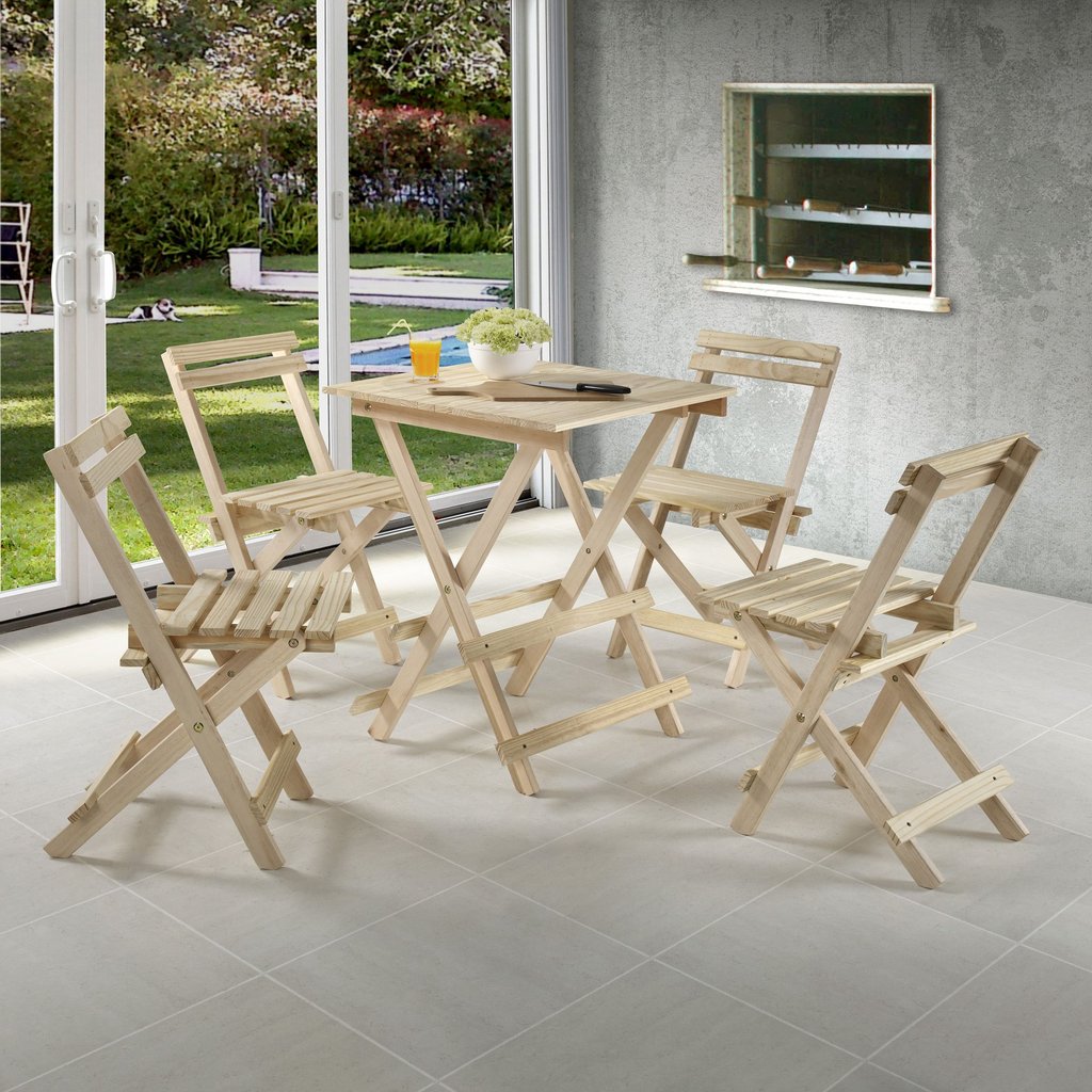 Conjunto Mesa Dobrável 4 Cadeiras Yescasa Bege 4