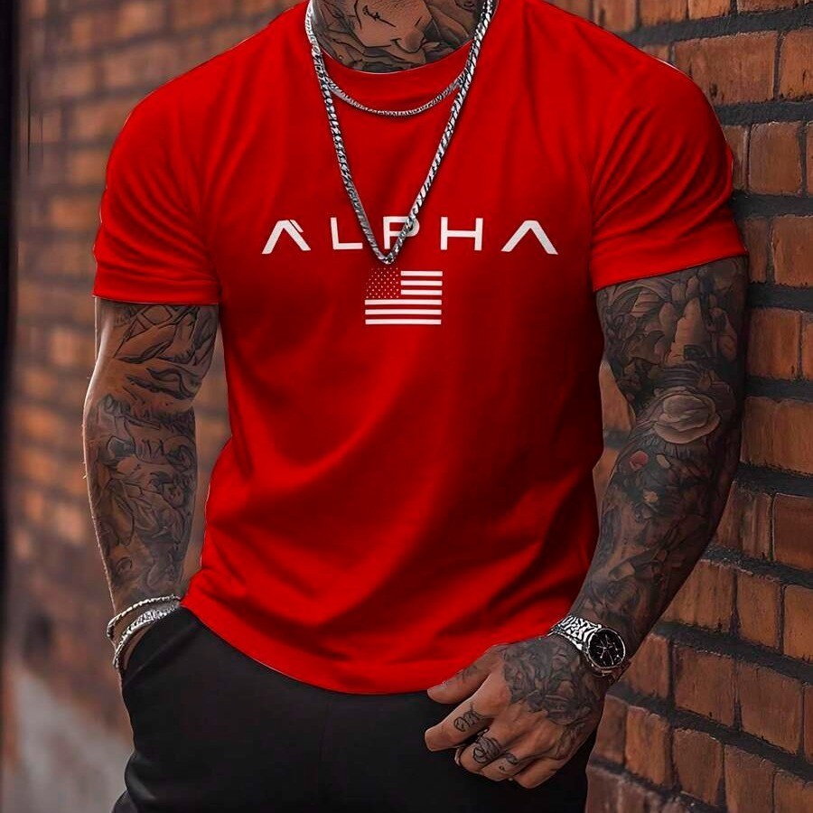 Camiseta Masculina Alpha E.U.A Estampada Camisa 100% Algodão Roupa Infantil Varias Cores