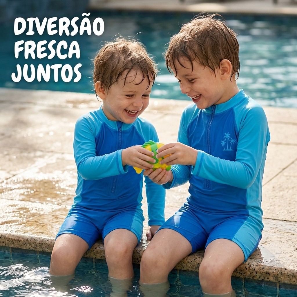 Macacão Infantil, Maiô de Menino Manga Longa Anti-UV (ou com proteção UV) - Modelo 1541-2026