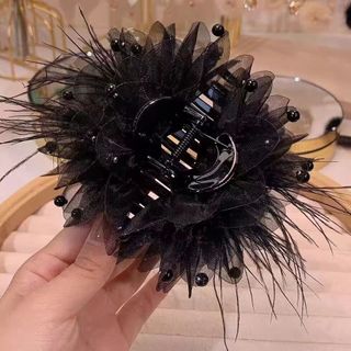 Presilha de cabelo em formato de pena de peônia, presilha de cabelo de luxo leve e alta estética 2023, presilha elegante