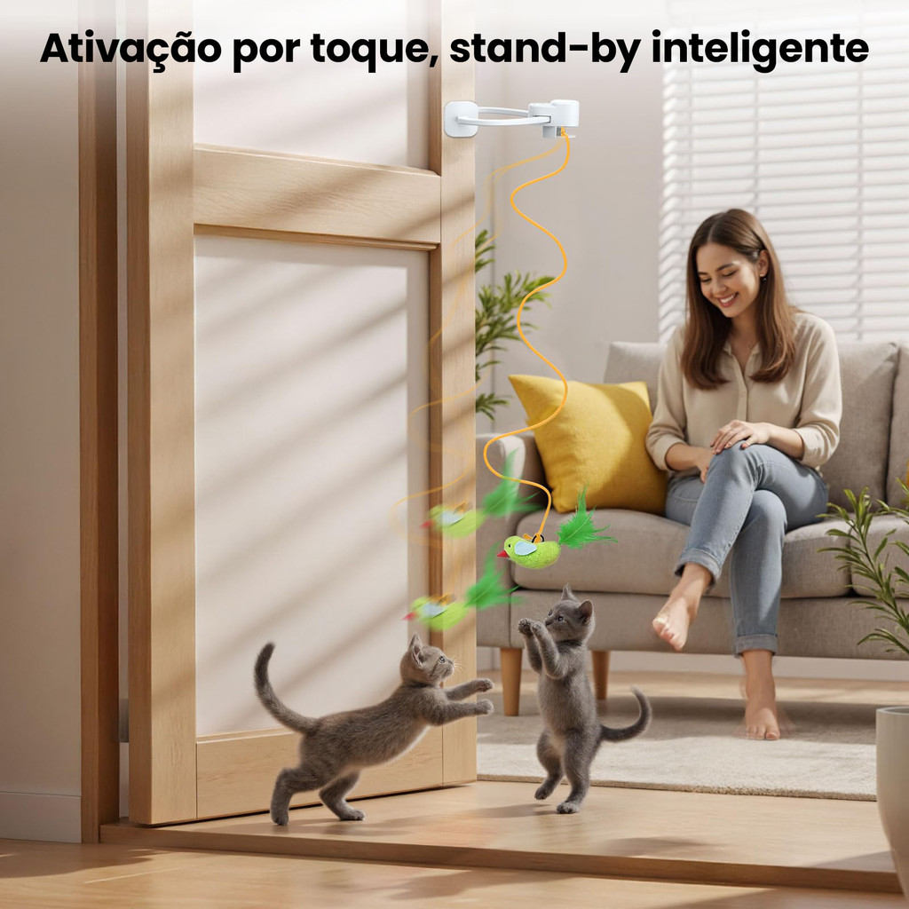 Newpet Automático Brinquedo suspenso De Pendurar para Gato Interativo Corda Mola Retrátil para Porta · foto 2