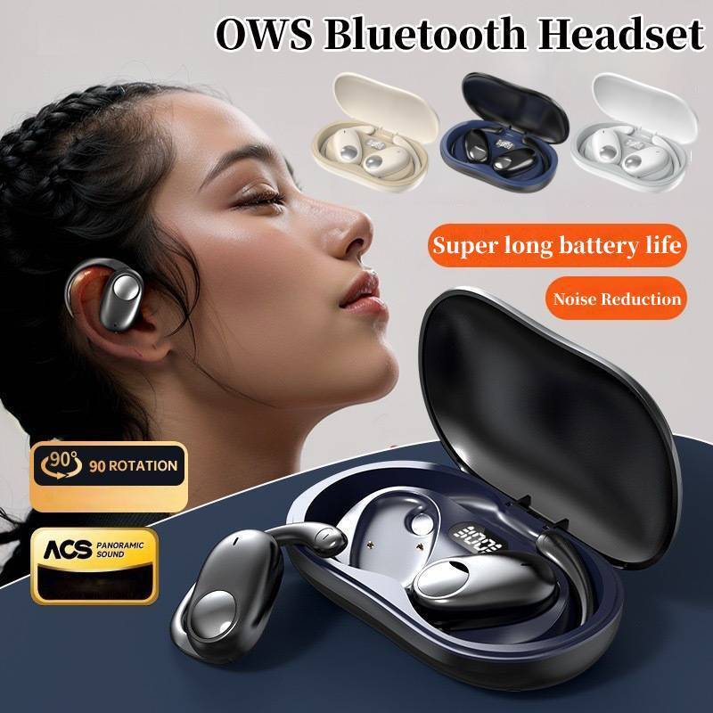 【Conforto Total】Fone de ouvido esportivo Bluetooth com gancho de orelha e bateria de longa duração/Fone/Bluetooth/Esport