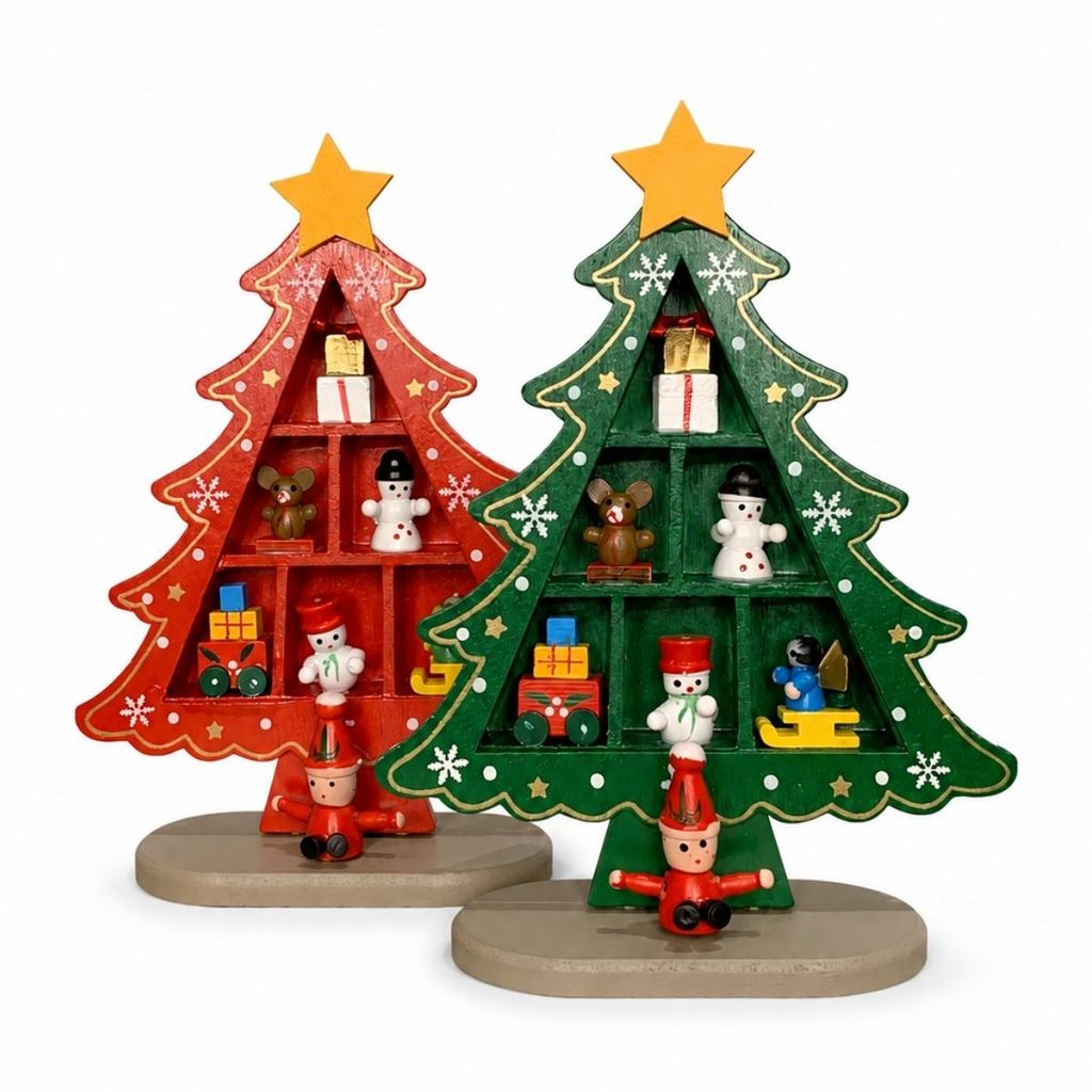 Mini Árvore de Natal de Mesa Madeira Enfeite Natalino