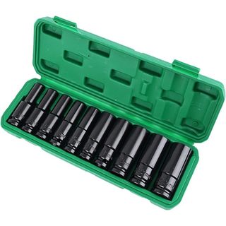 Jogo de Soquetes de Impacto Longo 1/2 10 Peças 8 A 24mm