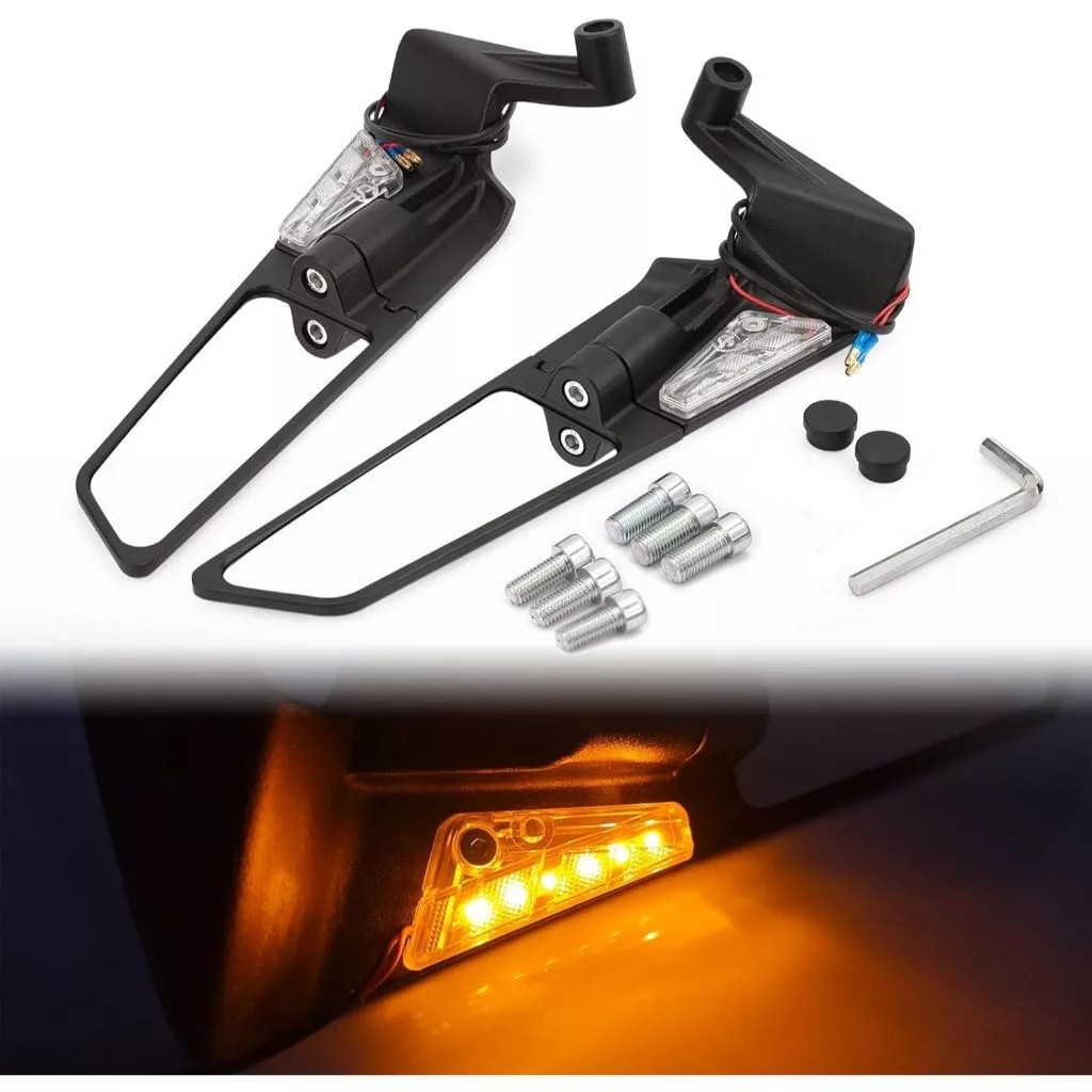 Espelho Retrovisor Para Asa Fixa De Motocicleta Universal+Sinal de volta