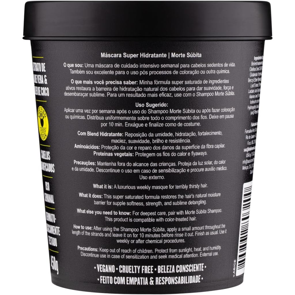 Morte Súbita Máscara Super Hidratante 450g - Lola Cosmetics — imagem 2 de 2
