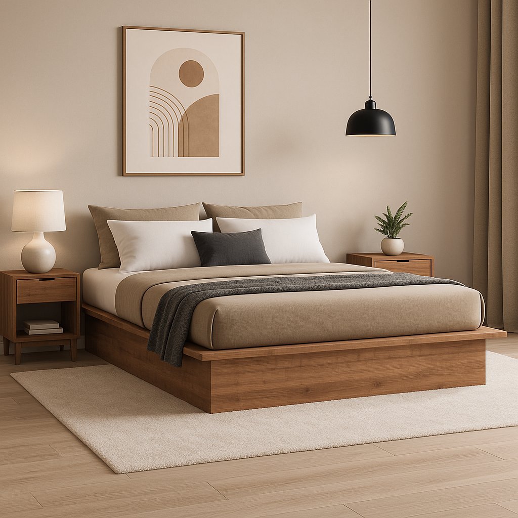 Cama Casal ou Queen Minimalista 160x200cm Industrial 8285 Marrom/Freijó Freijó
