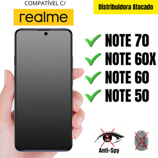 Película Cerâmica Privacidade Fosca 3D P/ Realme Note 70 / Note 60X / Note 60 / Note 50 Matte AntiSpy - Envio Rápido