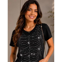 Blusa Feminina T-shirt luxo Modelo Tendencia LUNA