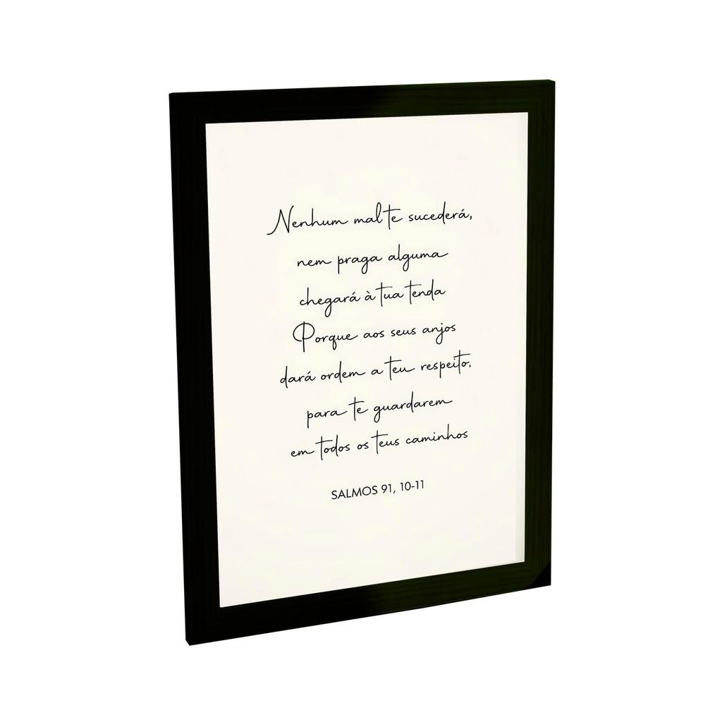 Quadro Decorativo para Sala e Quarto Salmo 91 Verso Religioso Escritório Fé Mensagem Bíblia Proteção Cristã Decoracao Pa