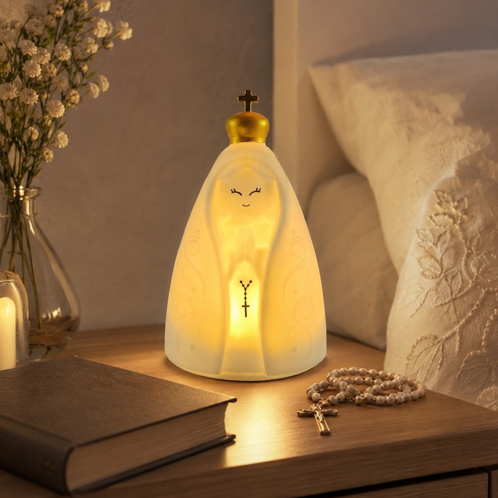 Luminária LED Nossa Senhora Aparecida Religiosa Católica Decoração Fé e Proteção
