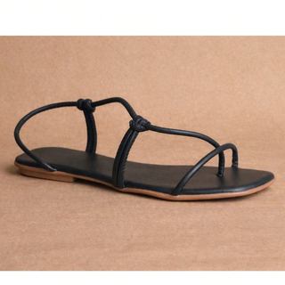 Sandália Rasteira Feminina Tiras Finas com Nó Casual Confortável Elegante Leve Moda Verão Premium Conforto