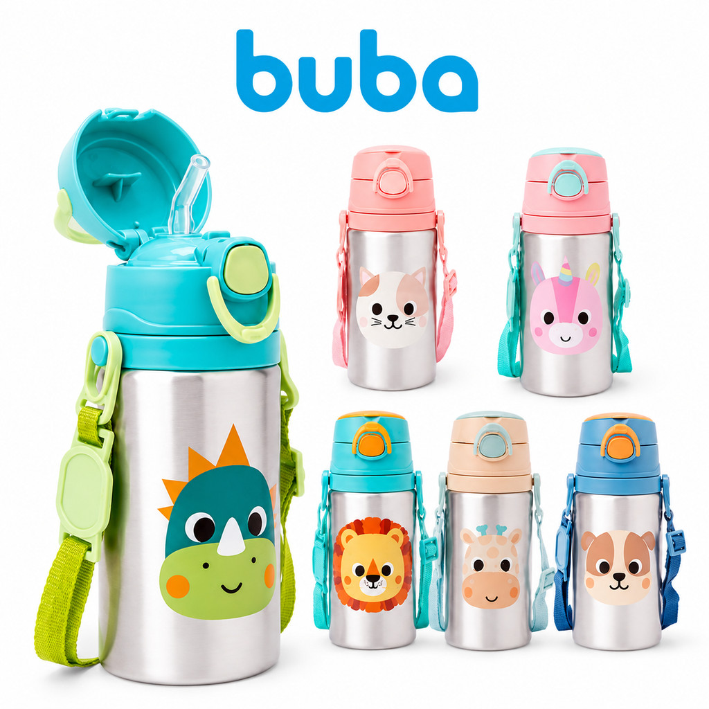 Garrafinha De Alumínio Com Canudo Buba Garrafa de água infantil buba