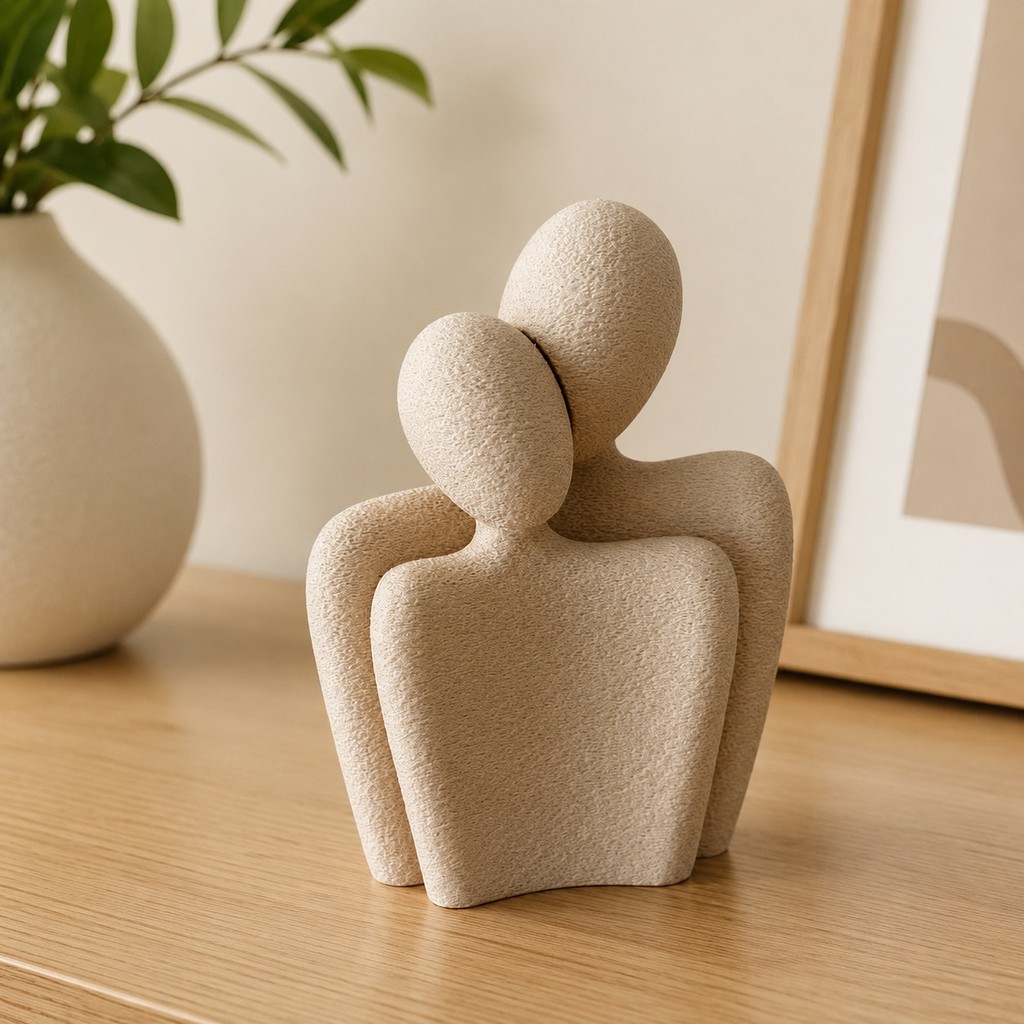 Escultura Casal Abraço Minimalista – Amor, União e Elegância | Decoração Moderna para Sala