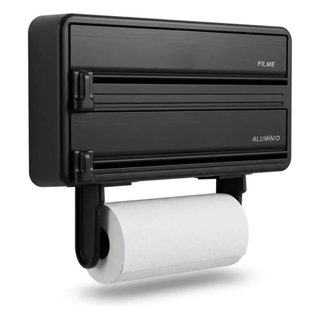 Porta Rolo 3 em 1 Organizador de Cozinha Papel Toalha Filme Alumínio