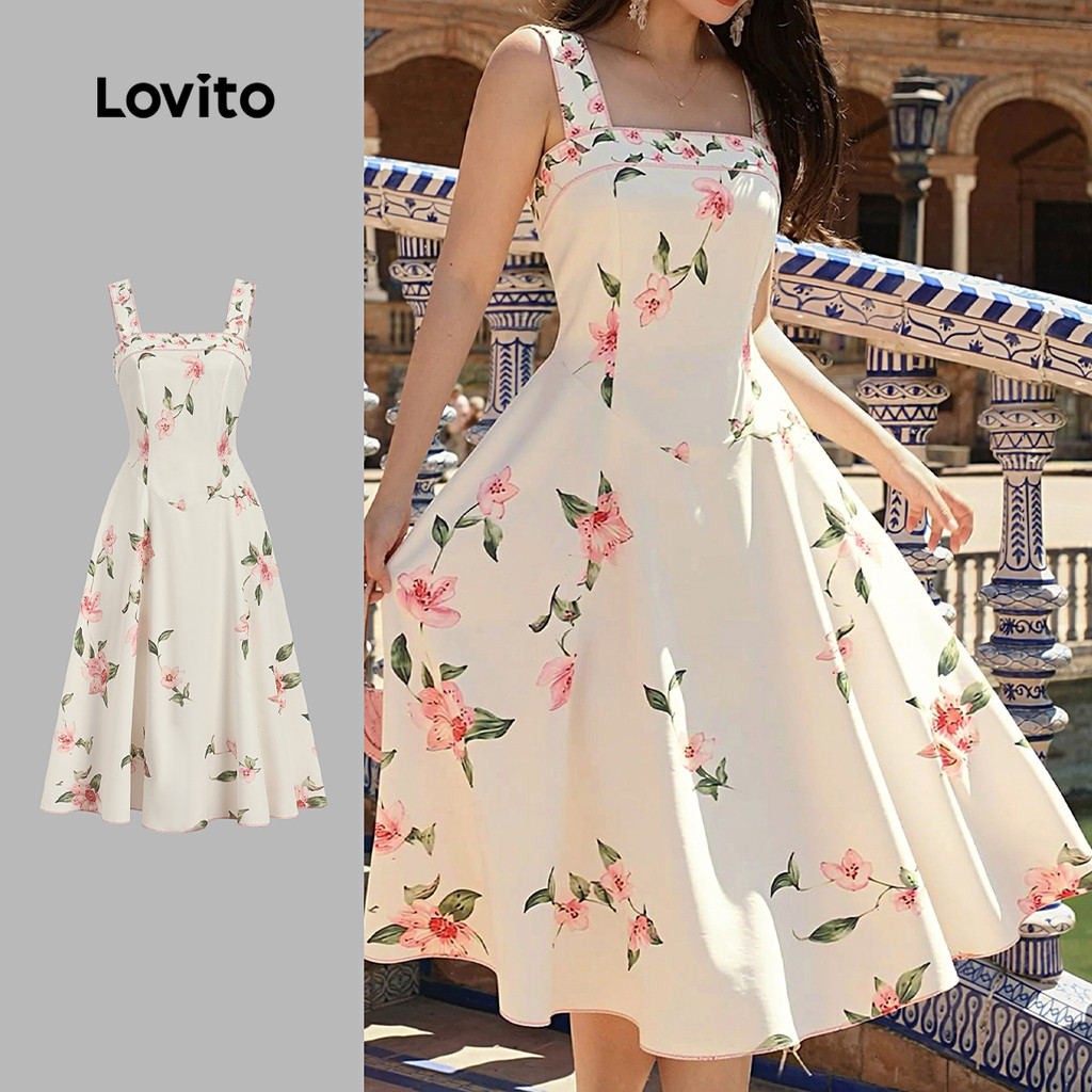 (New Arrival) Lovito Vestido Boho Feminino Primavera/Verão LK7ED589
