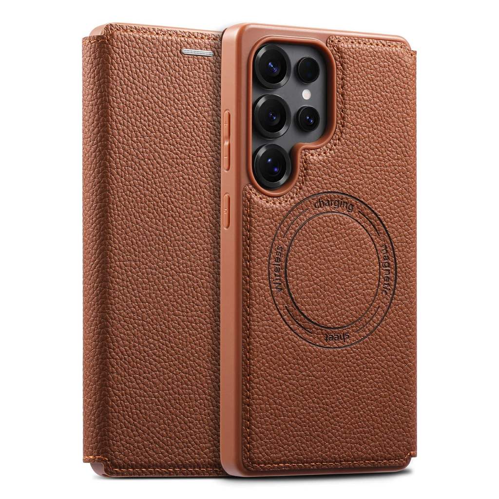 Capa De Couro De Carregamento Sem Fio Para Samsung Galaxy S26 Ultra S25 FE S24 P
