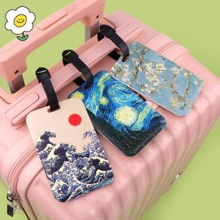 maoting } Etiqueta De Bagagem De Plástico Com Pintura A Óleo Vintage , Porta-Cartão De Identificação Nome Anti-Perda Par