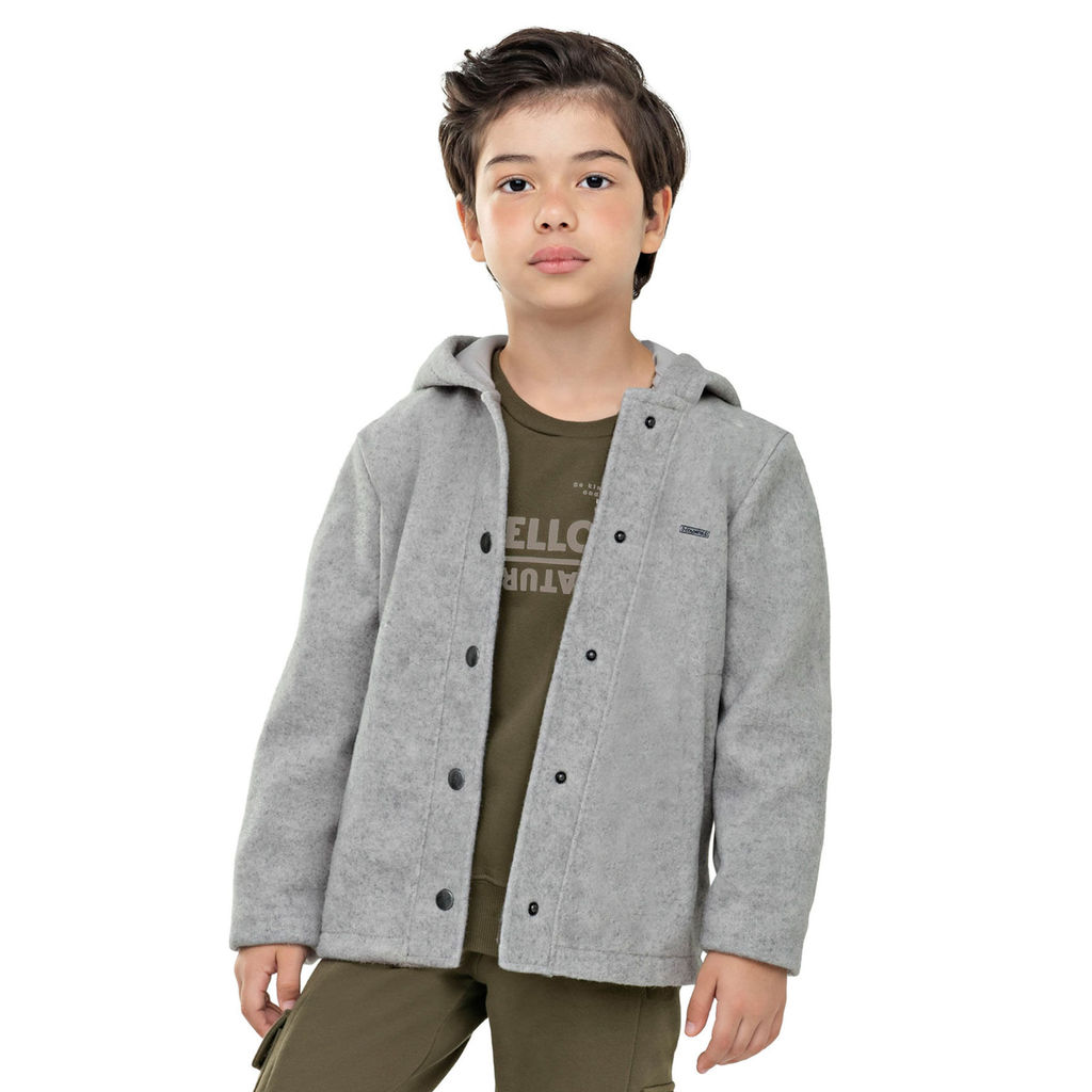 Jaqueta Infantil Menino Lã Batida Capuz Colorittá Cinza