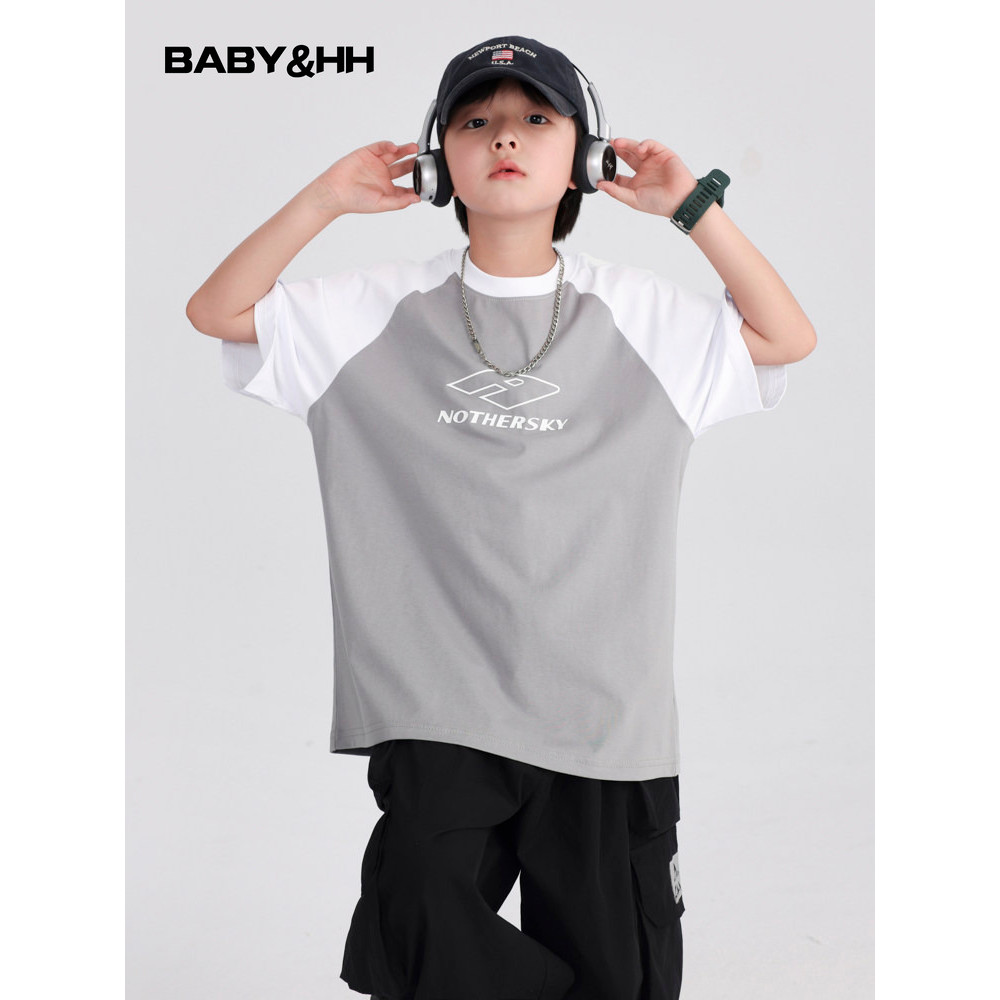 Meninos verão estilo coreano contraste cor esportes camiseta de manga curta 2026 novo estilo crianças meninos solto gelo
