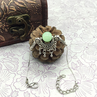 Prata tibetana estilo étnico pulseira jóias antigas Miao étnico Jade pulseira gota de água All-Match tornozeleira jóias 