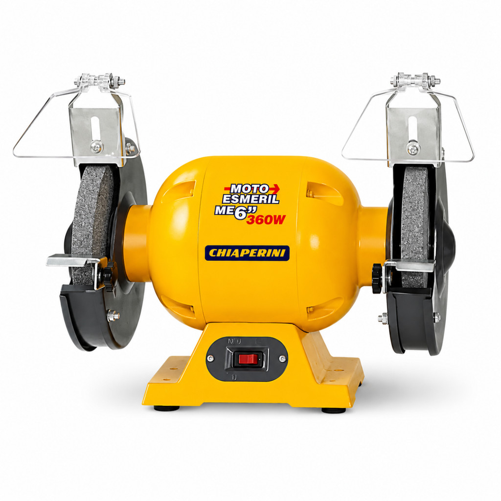 Moto Esmeril Profissional 6 Pol 360W Chiaperini ME 6 110V 220V com Protetor e Apoio