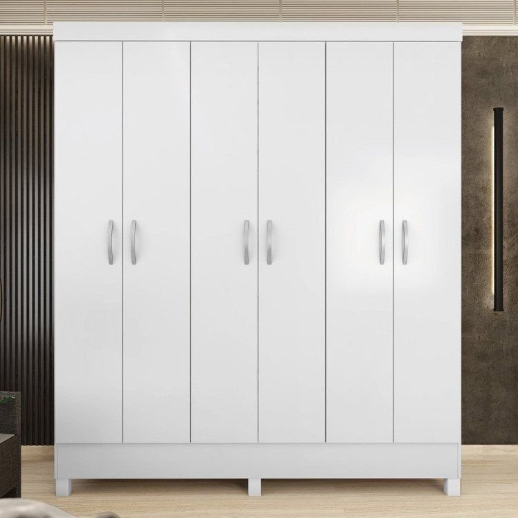 Guarda-Roupa Casal 6 Portas Falco Yescasa Branco Fosco Liso