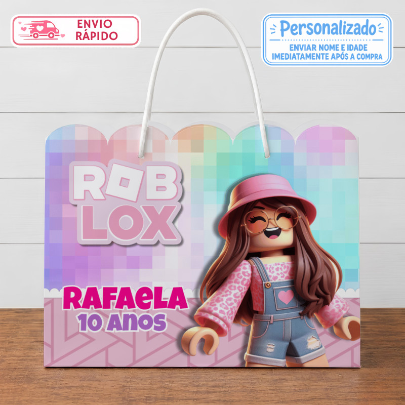 Sacolinha Roblox Menina Personalizada Lembrancinhas Festa infantil Aniversário Sacola G