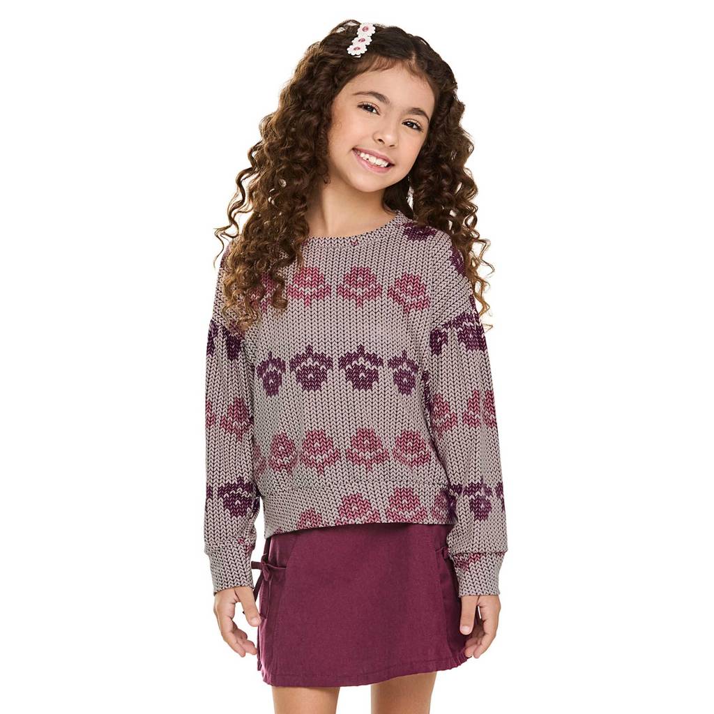 Conjunto Infantil Menina Flores Com Saia Elian Rosa