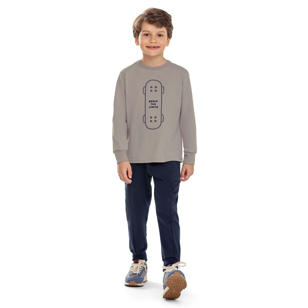 Conjunto Longo Infantil Menino Skate Elian Cinza