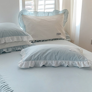 Fronha de cama de algodão puro estilo coreano, conjunto de um par, todo em algodão, novo estilo, menina, coração, cor só