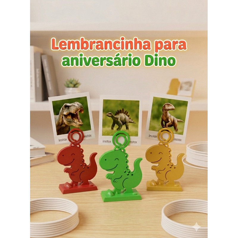 Lembrancinha de Aniversário Dinossauro Porta Foto Personalizado - Kit Decorativo Dino Infantil