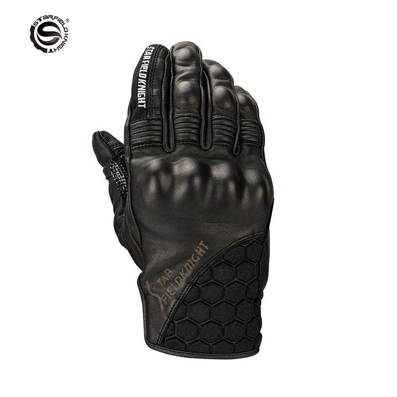 SFK Preto Luvas De Motocicleta Acessórios Real Couro De Cabra Antiderrapantes Proteção De Fibra De Carbono Respirável Re