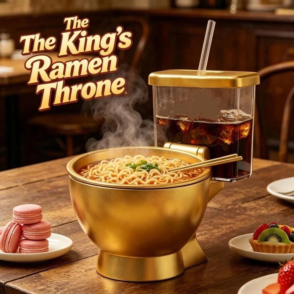 Tigela Em Forma De Vaso Sanitário , Design De Palha Embutido Copo De Bebida Conjunto De Ramen , Comida Removível De Tama