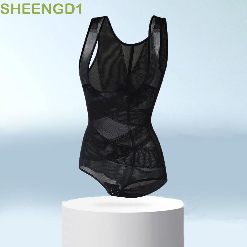 SHEENGD1 Shapewear Pós-Parto , Modelador De Body Fino De Malha Com Ajuste Cruzado , Transparente