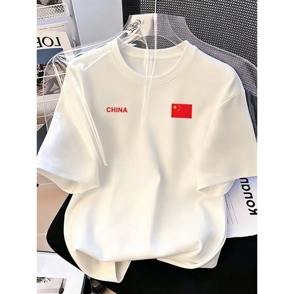 Meninos verão chinês impresso camiseta de manga curta crianças 2026 novo estilo você cala impresso médio grande crianças
