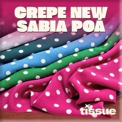 Crepe New Sabia Poa 1m, 2m & 3m x 1,50m/ Roupas Femininas, Blusas, Conjuntos, Croppeds, Vestidos, Saias.